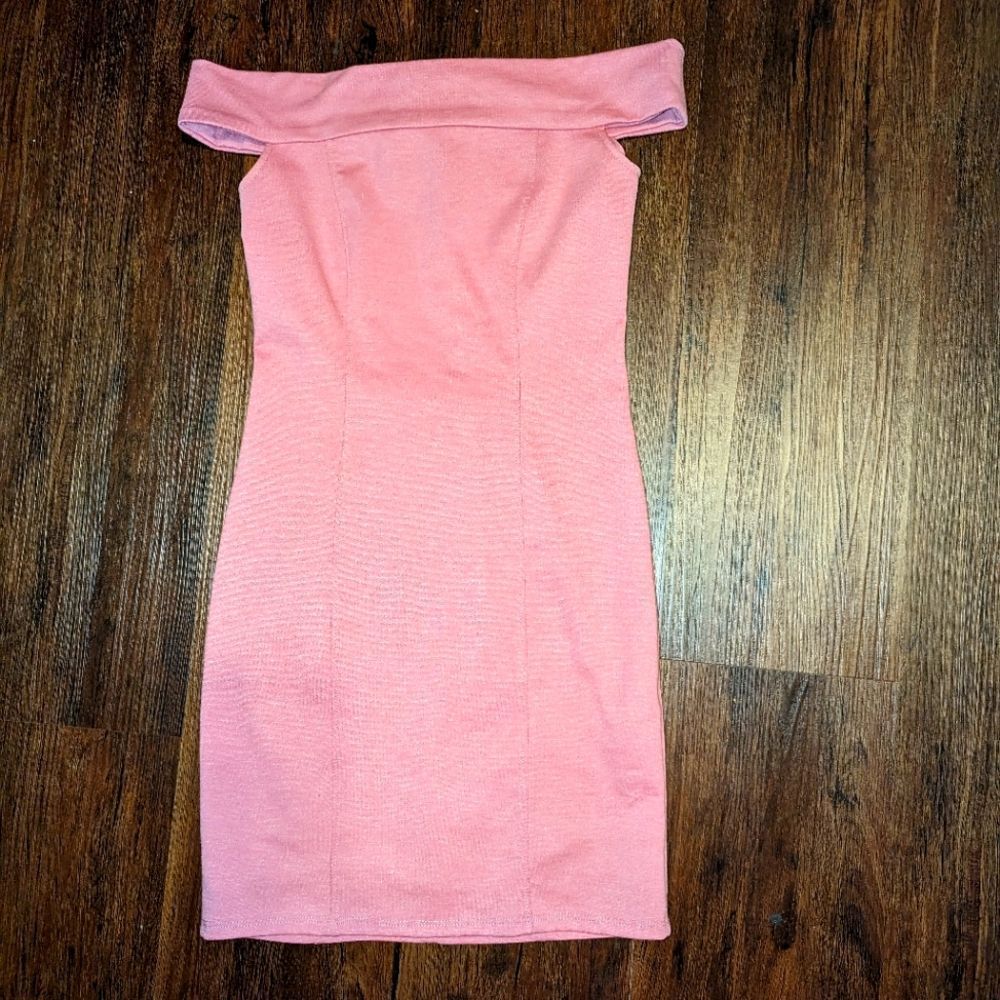 Off the shoulder pink mini dress
